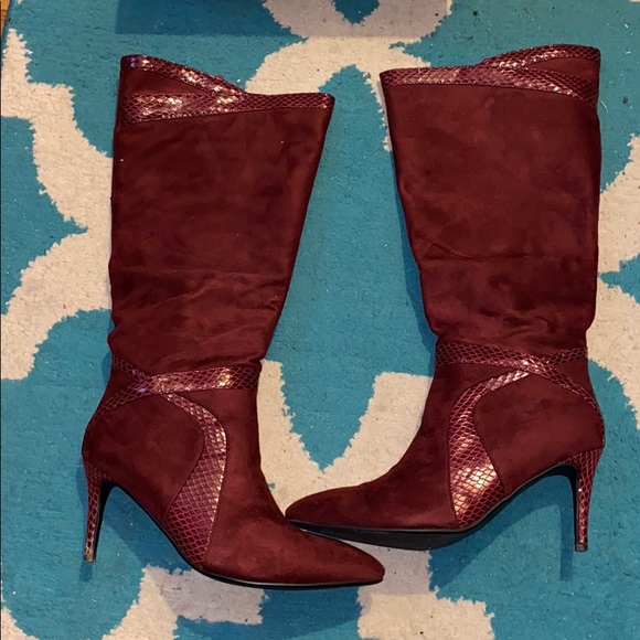 Monroe & Main Shoes - Wine knee high boots